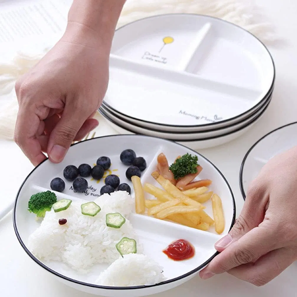 Ceramic Divided Dinner Plates Handmade Porcelain Weight Loss Weight Plate