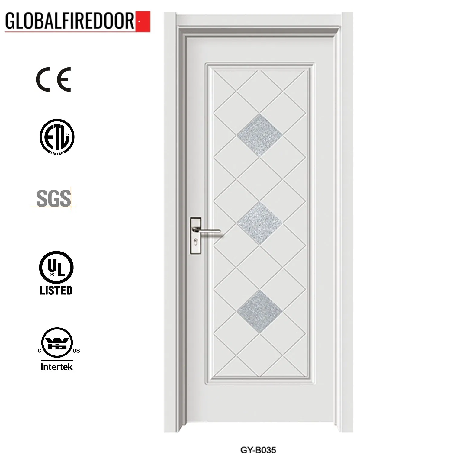 UL Listed Wood Fire Door with Glass for Hotels