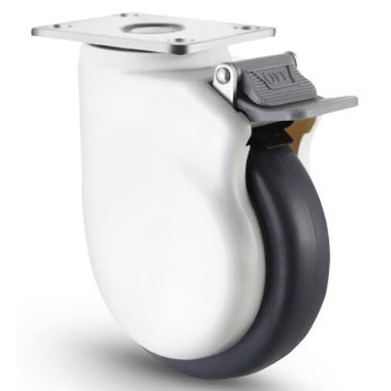 TPR Wheel Thread Stem Casters, with Brake & Plastic Covers