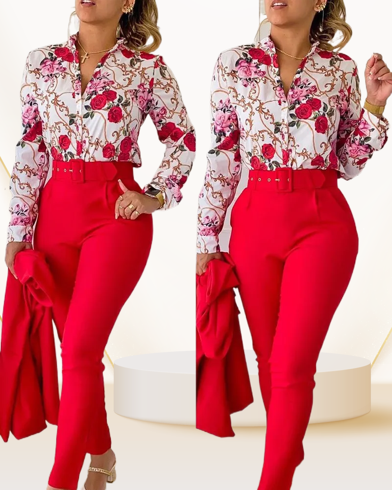 Рубашка женская повседневная с длинным рукавом и принтом