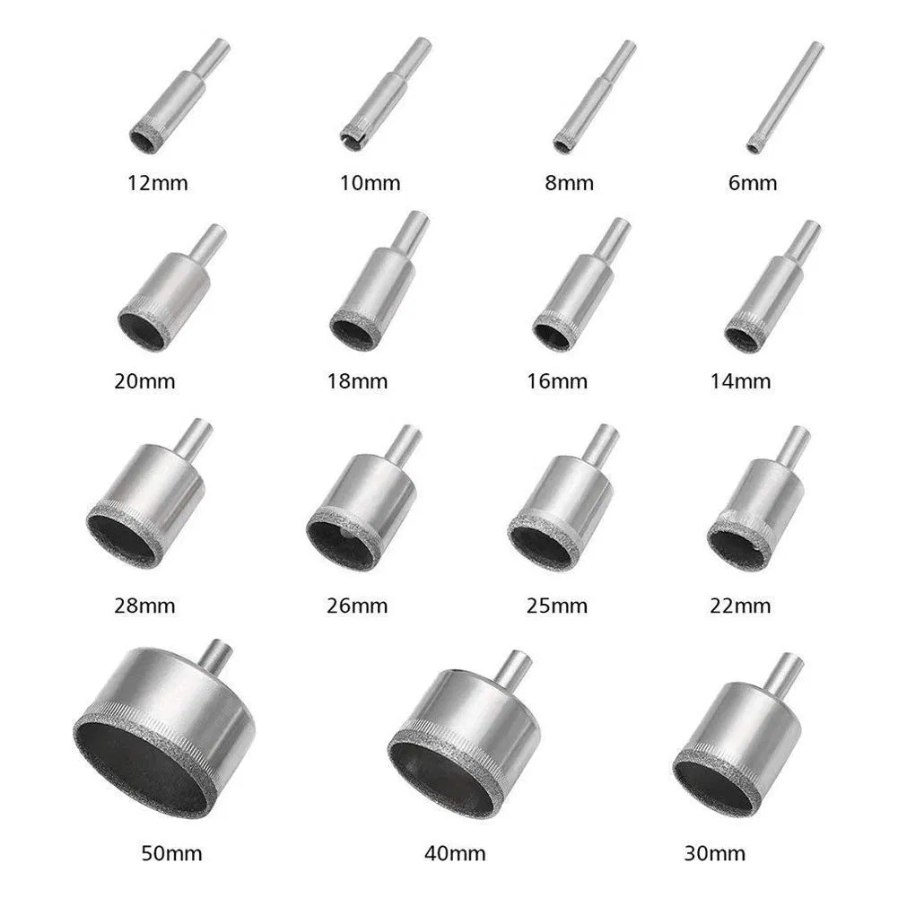 Diamond Hole Saw Kit, Glass Drill Bits for Drilling Holes in Glass, Bottles, Marble, Granite Stone, Tile Cutting