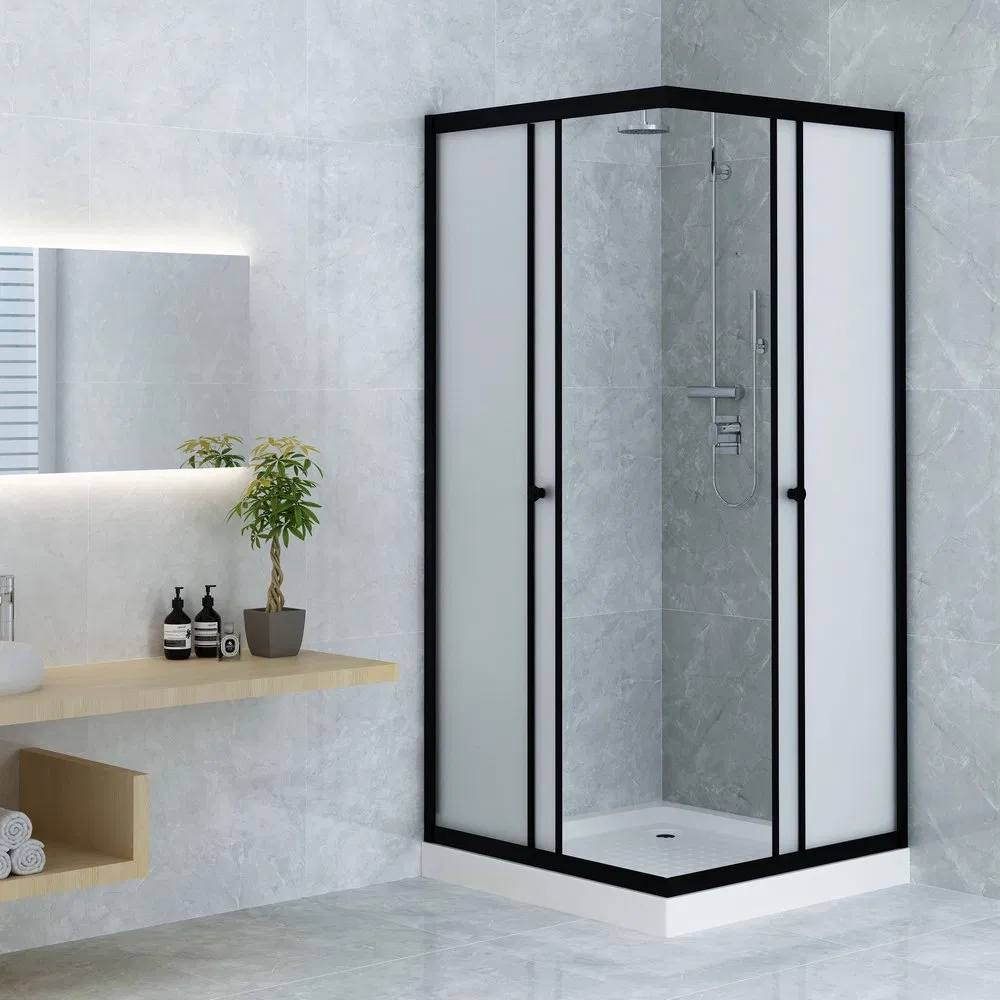 Corner Design Aluminium Frame Double Sliding Shower Enclosure
