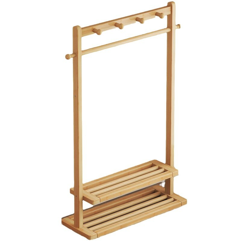 Mobile Solid Wood Floor Coat Rack