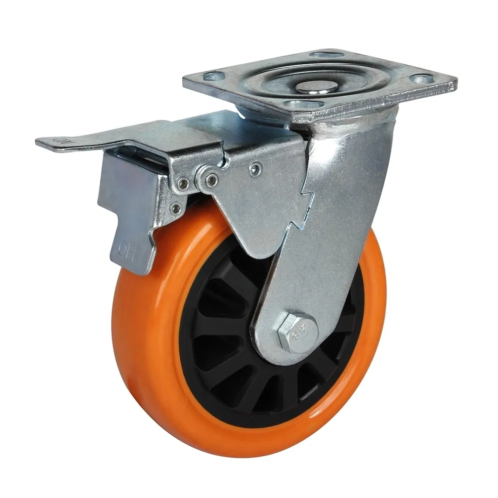 Quiet Custom Orange PU Heavy and Extra Heavy Duty Caster Wheel