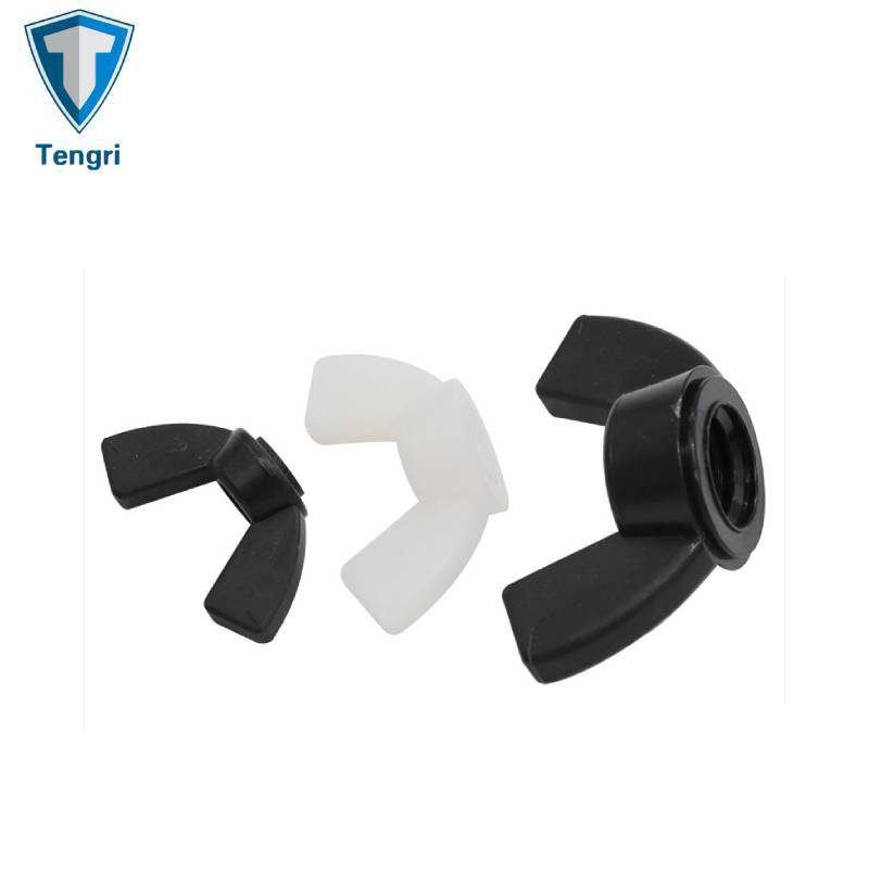 Customized PP Wing Nut PVC White Nylon Nut Plastic Butterfly Nut with Black Color