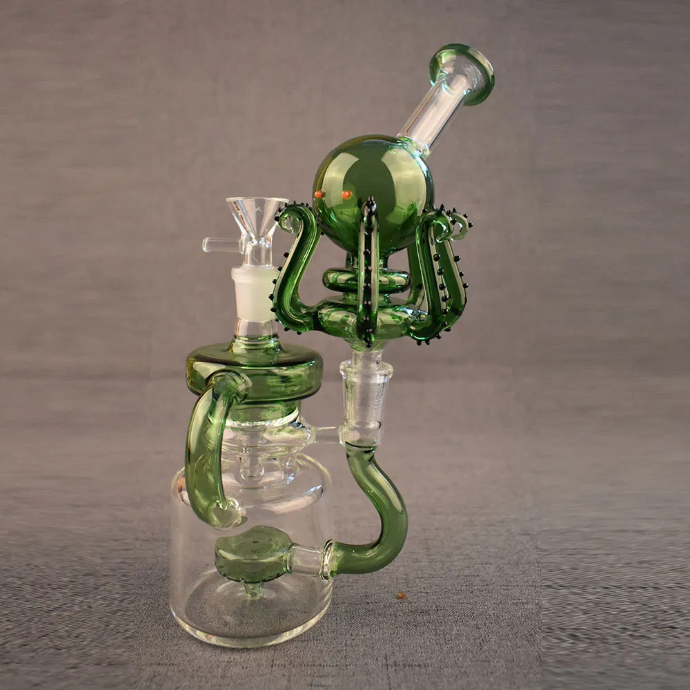 Glass Beam Puck Perc DAB Rig with Colored Glass Base