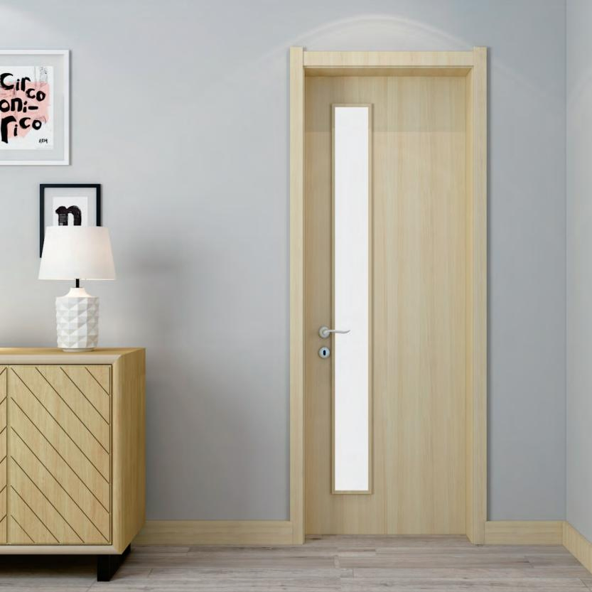 WPC Waterproof Bathroom Door with Elegant Glass Design