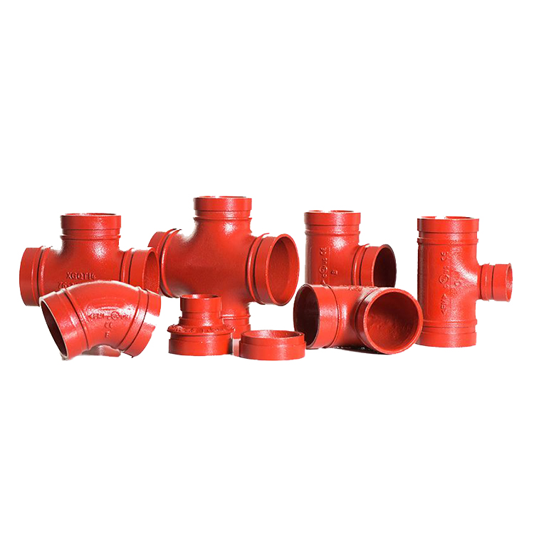 UL FM Ductile Iron Cast Iron Grooved Pipe Fittings Reducing Cross for Fire Protection System