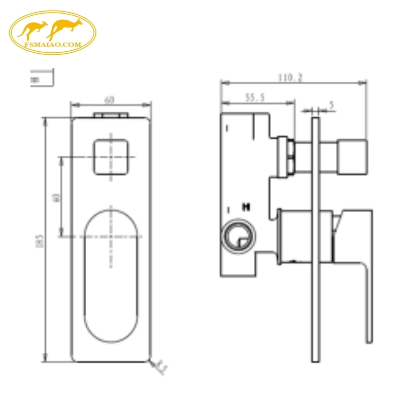 Sanitary Ware Brass Plate and Body Water-Saving Shower Mixer with Diverter