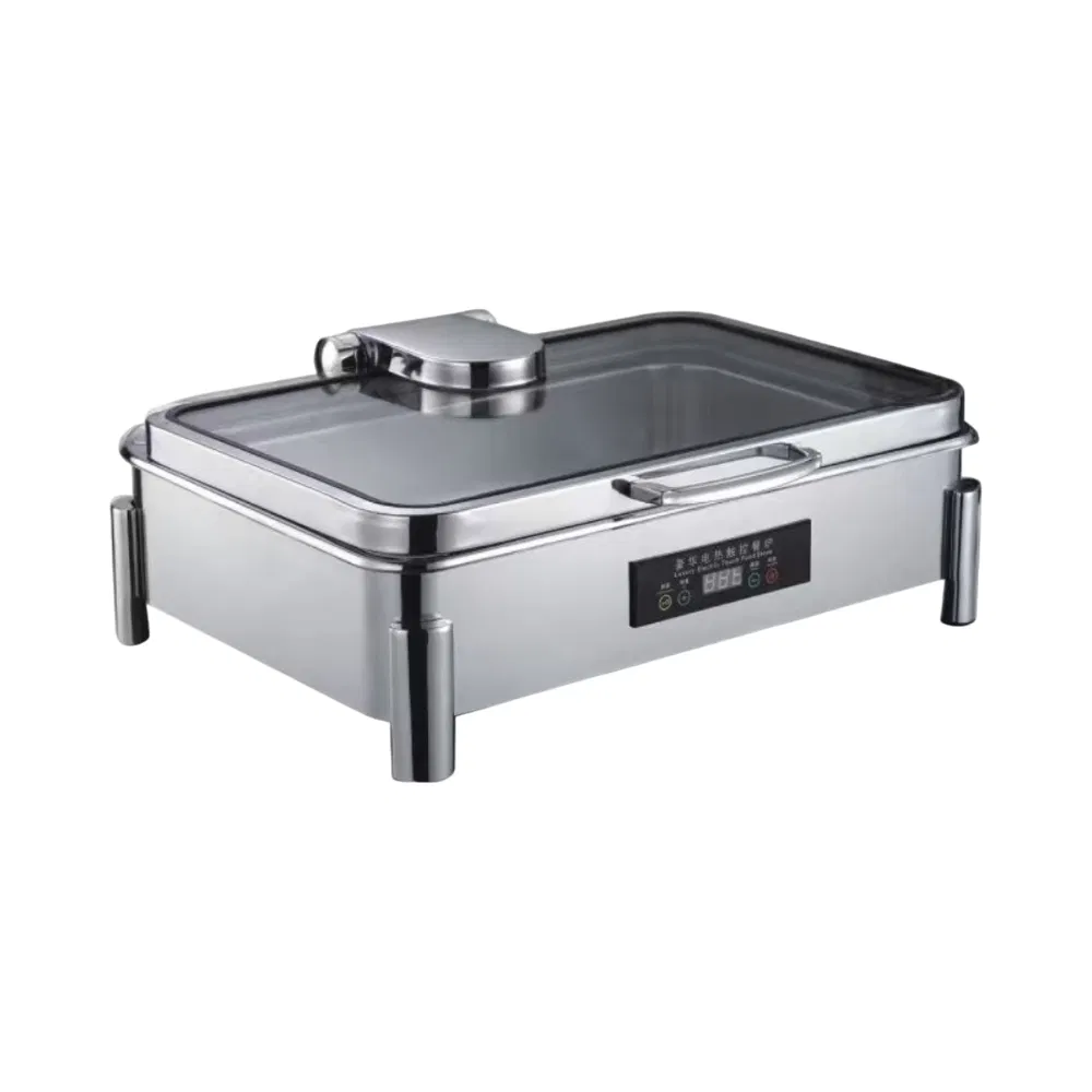 New Design 9L Large Capacity Numerical Control Buffet Stove Silver Stainless Steel Luxury Electric Chafing Dish with Lid
