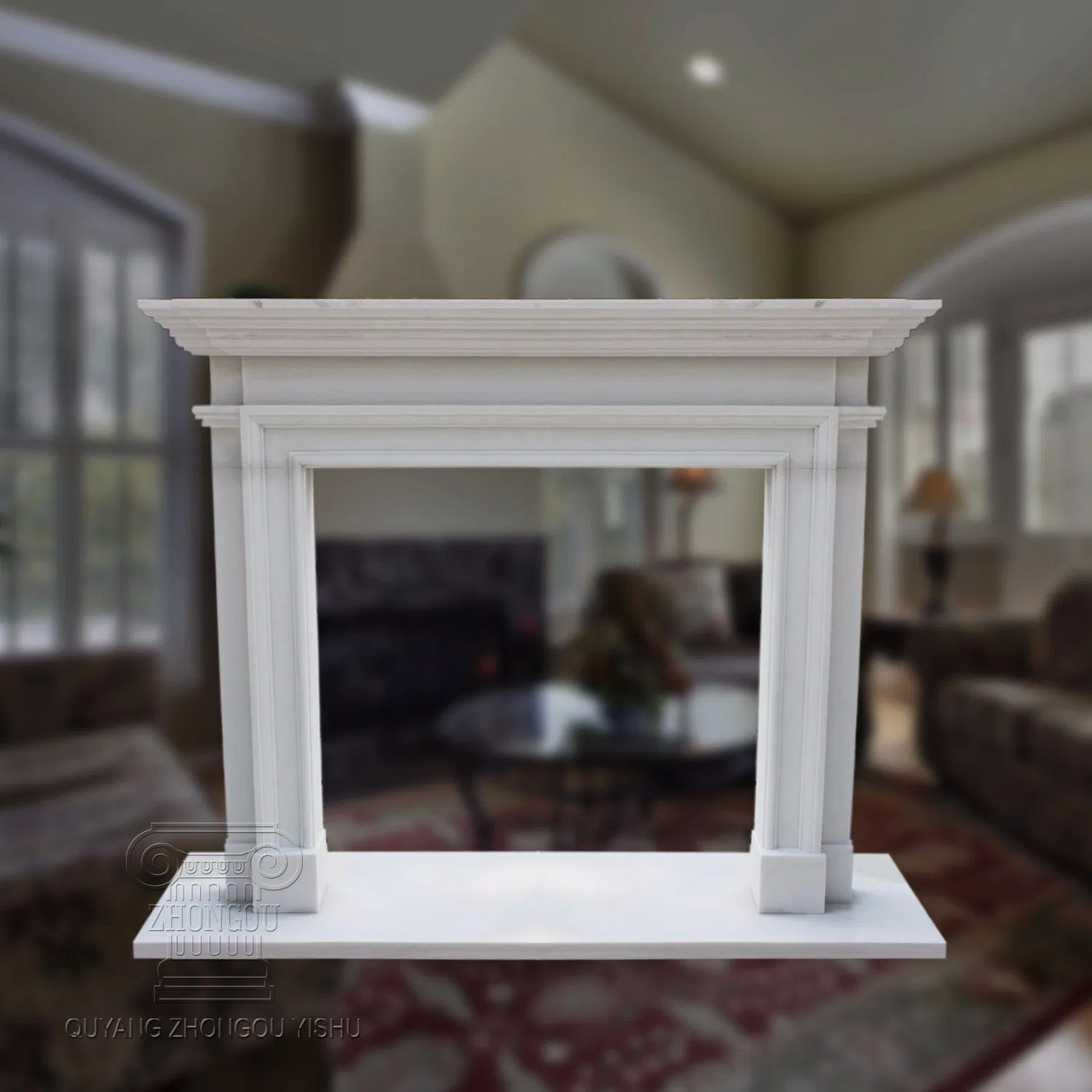 Louis Xvi French Style Classic White Marble Fireplace