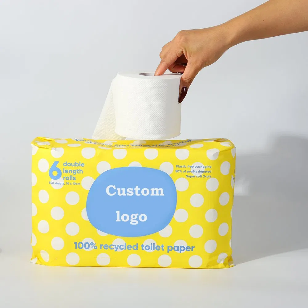 Customized Printed Wholesale Factory Price Disposable with Logo 2/3ply Bamboo Toilet Tissue Paper Roll Import From China