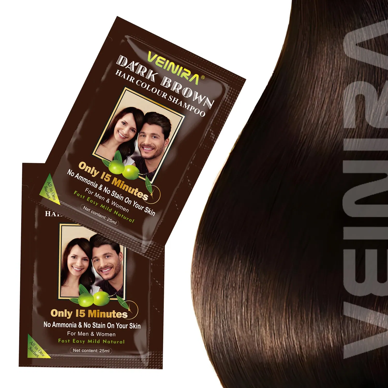 Veinira Black Brown Hair Hair Color Dye Shampoo Productos Para EL Cabello Tintes Para EL Cabello