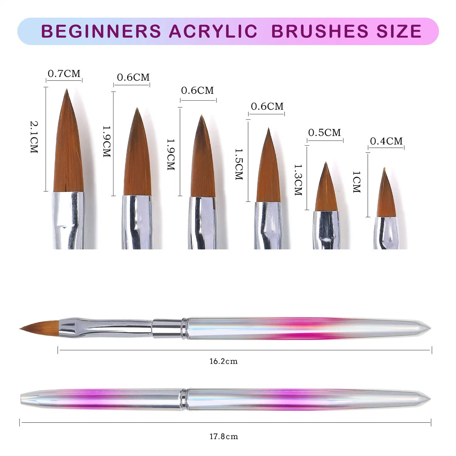 New Metal Pure Mink Hair Nail Crystal Pen Siberian Crystal Carved Brush