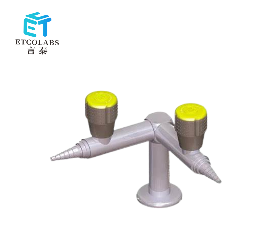 Chrome Plated Double Outlet Lab Faucet for Water, Air, and Gas Compatibility