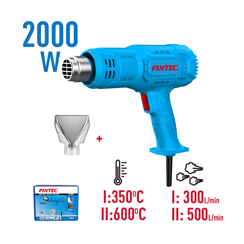 Fixtec Heat Gun 2000W Variable Temperature Electric Hot Air Gun with 1PC Nozzle