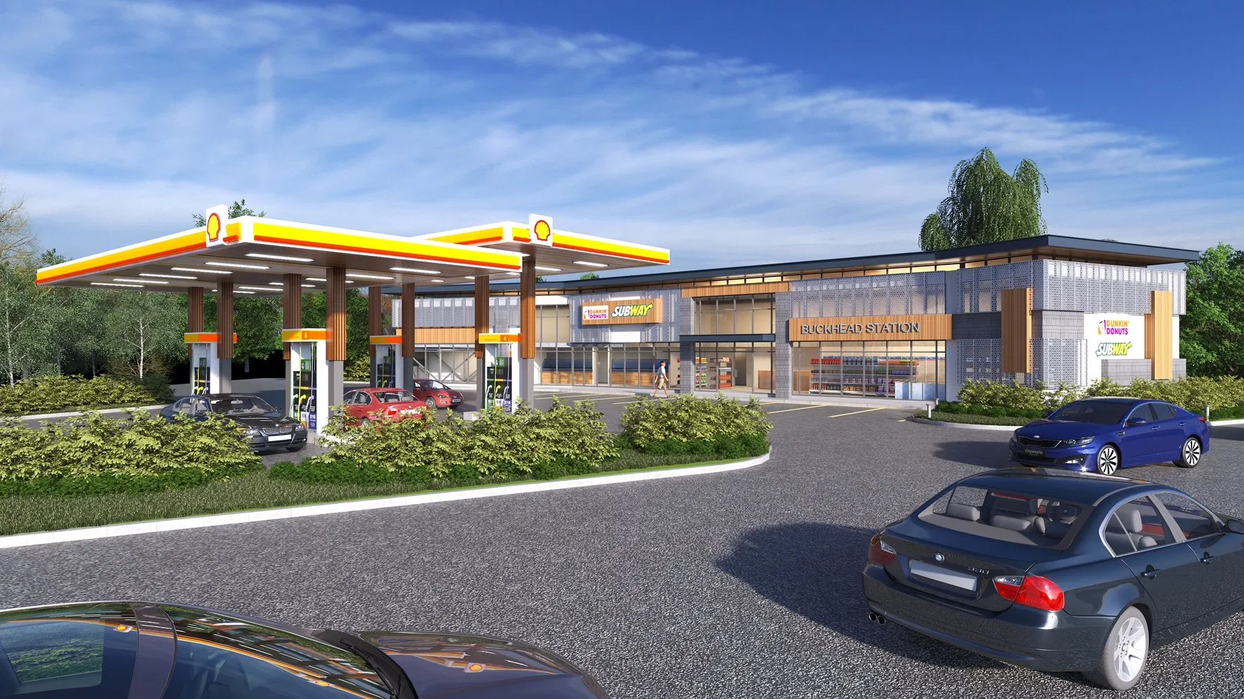 Hight Quality Light Steel Structure Prefabricated Gas Station Shop