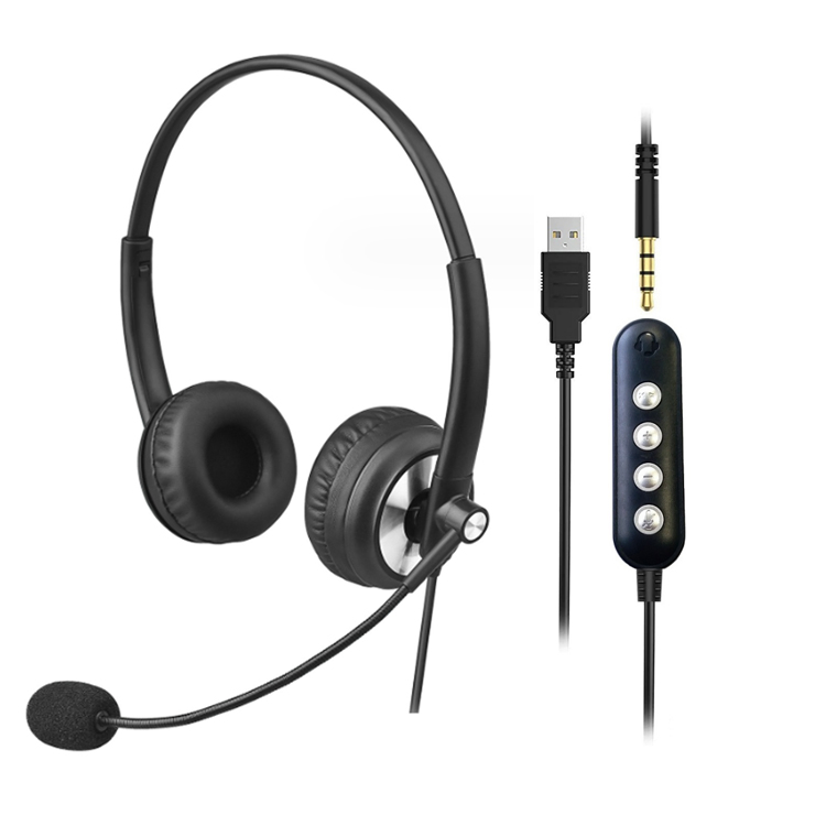 Universal 3.5mm USB Wired Business Headset with Mic Volume Control Mute Cancelling Telephone Operator Call Center Headphone