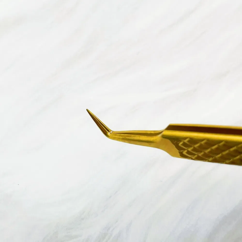 Best 45 90 Degree Isolation Metal Gold Volume Lash Eyelash Extension Tweezers