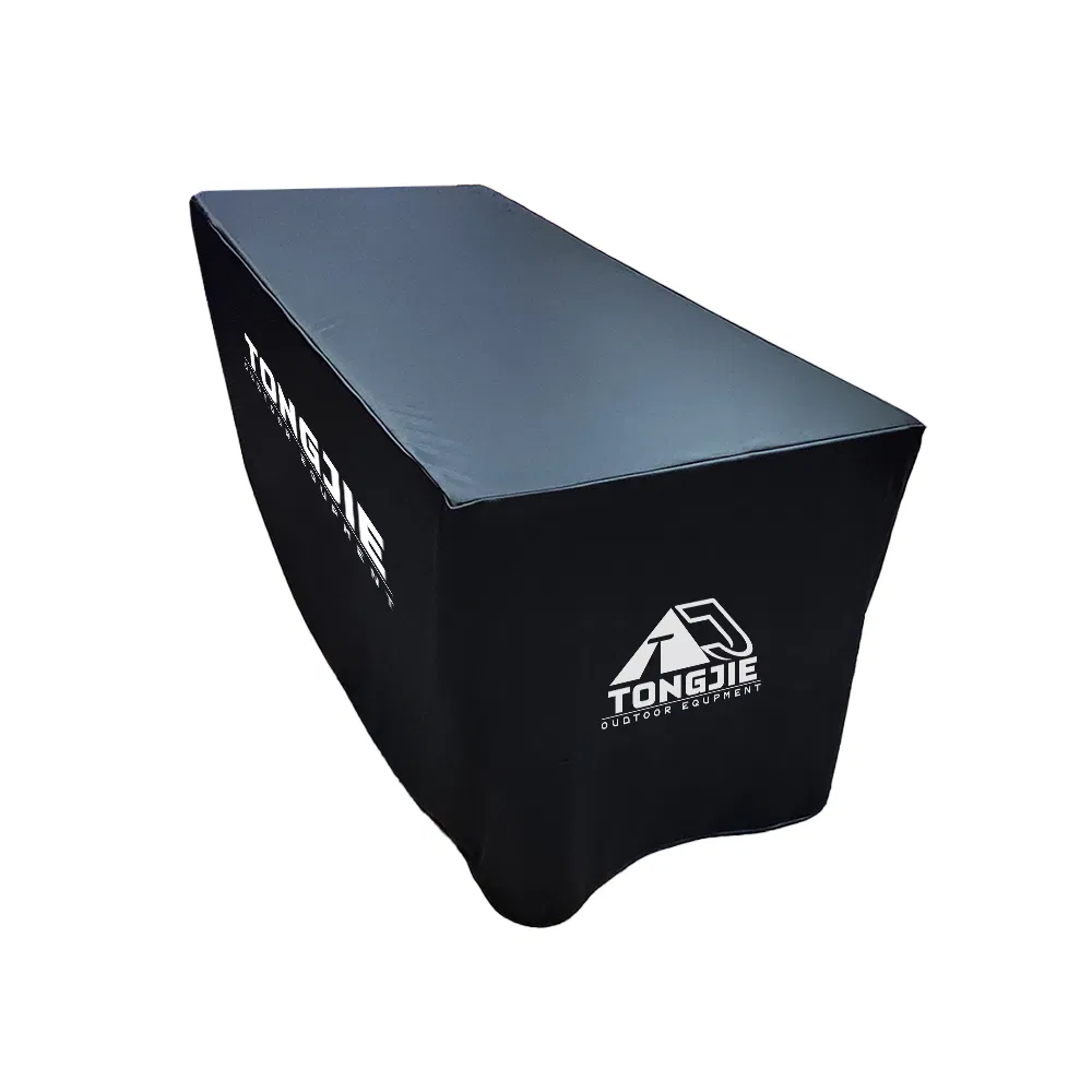 4FT 6FT 8FT Fitted Table Cover Customizable Black Table Banner for Exhibition