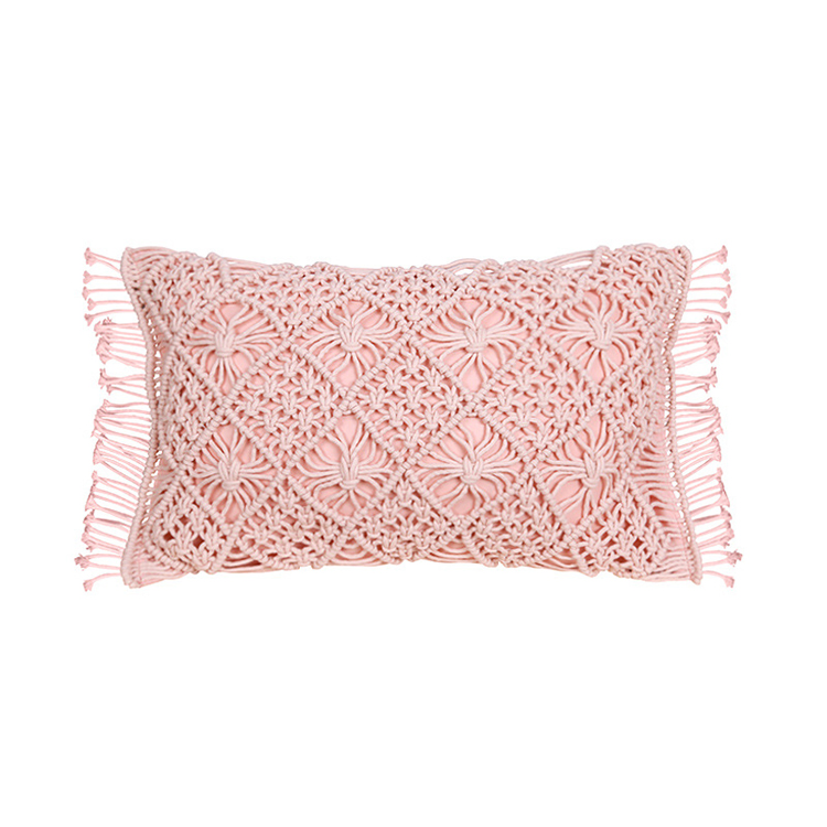 Hand-Woven Throw Pillowcase with Tassel Top Quality Home Decor Modern Crochet Cushion Cover