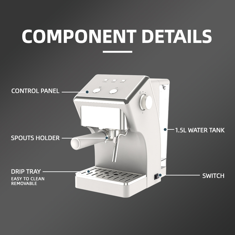 Jewin Newest Home Espresso Coffee Maker 1000W 1.5L Semi Automatic