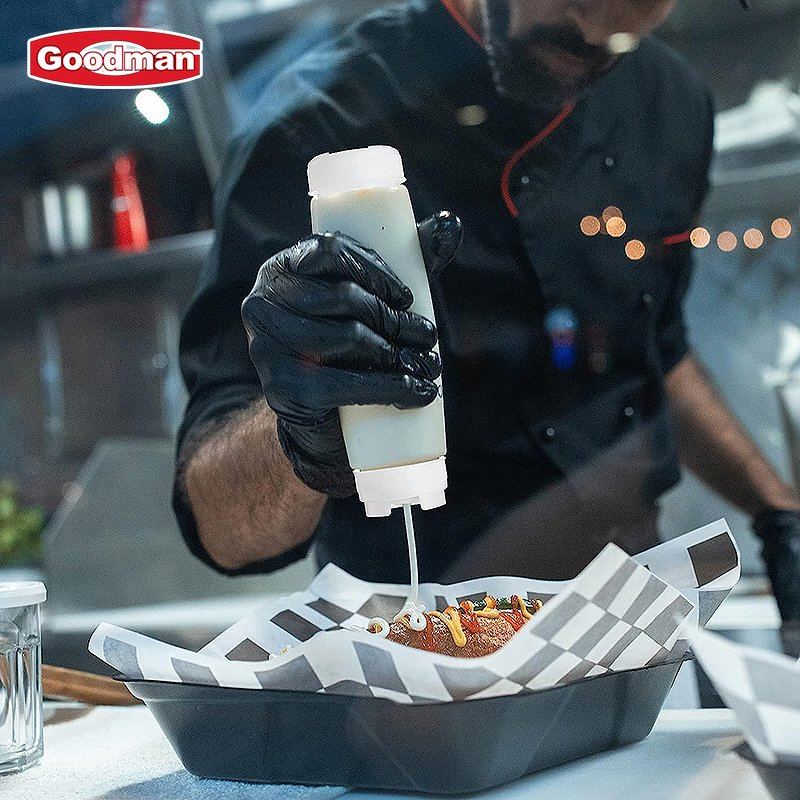 16oz/480ml Plastic Fifo Salad Sauce Squeeze Bottle Double Lid for Kitchen