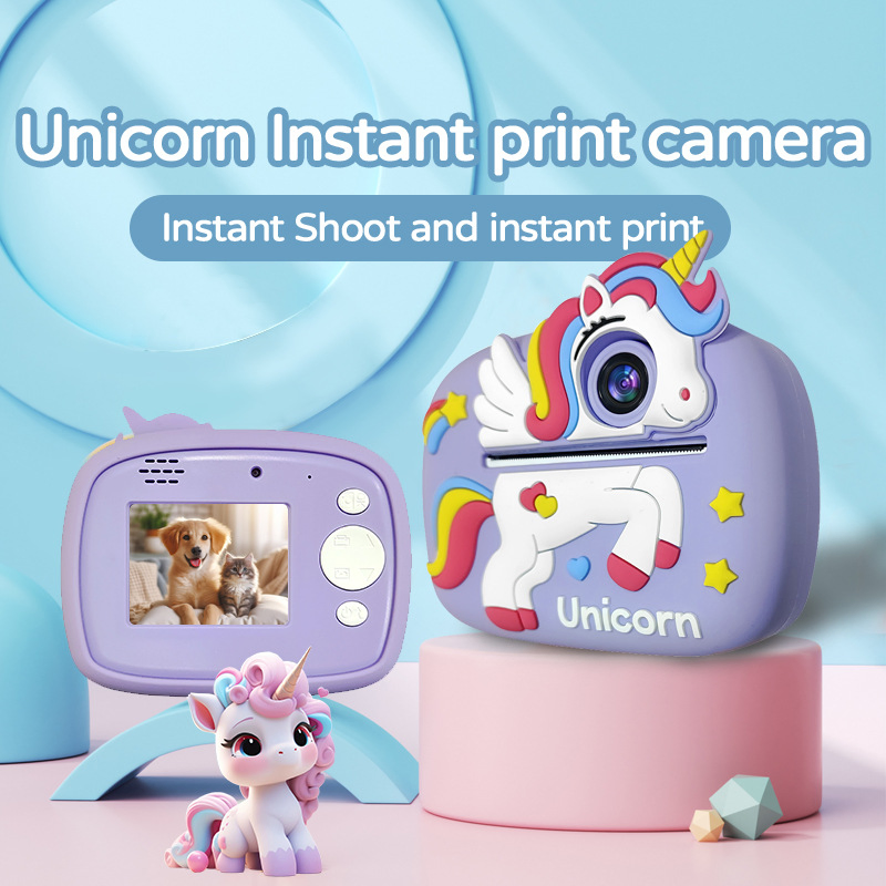 USB Charging Dinosaur Unicorn 2.4-Inch Screen Children's Printing Camera