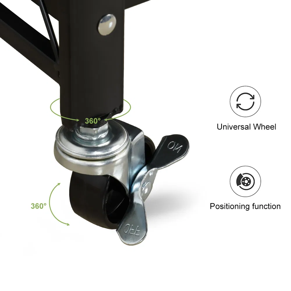 4-Tier Foldable Kitchen Standing Shelves Metal Storage Folding Rack with Wheels