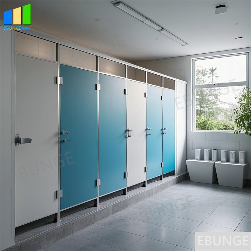 HPL Stainless Steel Shower Toilet Partitions Commercial Public Bathroom Partition Cubicles
