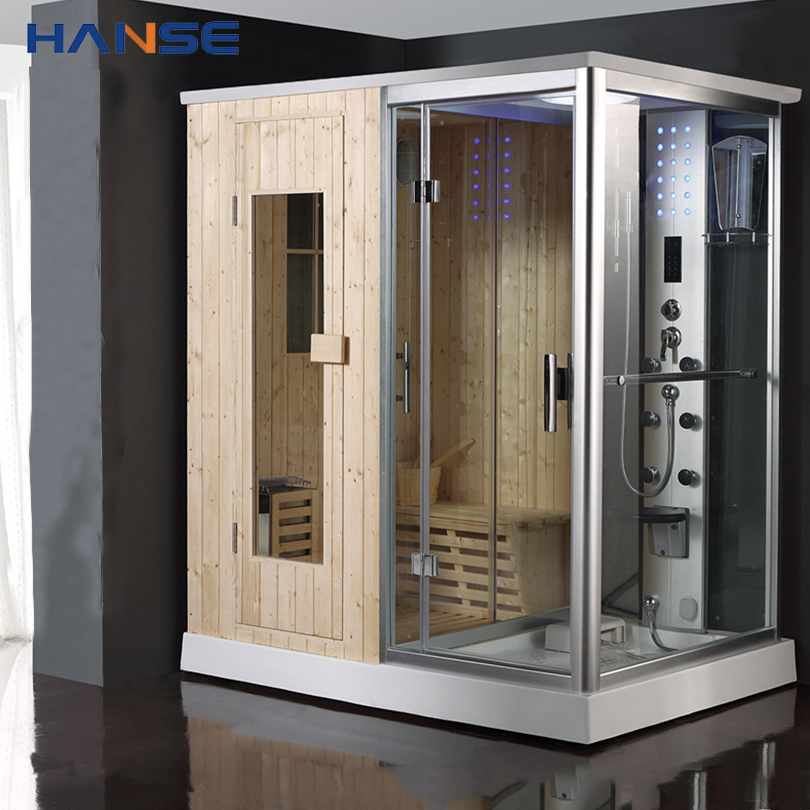 Good Price Dry Wet Steam Wood Sauna Rooms with Glass Swing Door