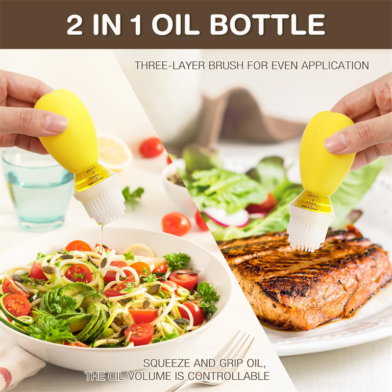 Glass Olive Oil Dispenser Silicone Dropper for Kitchen 2 in 1 Oil Dispenser Bottle with Brush