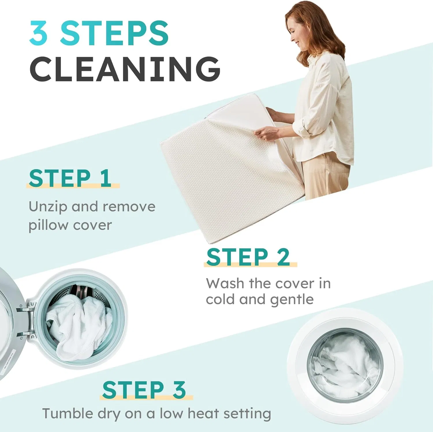 Wedge Pillow Cooling Memory Foam Top Breathable Triangle Wedge Pillow