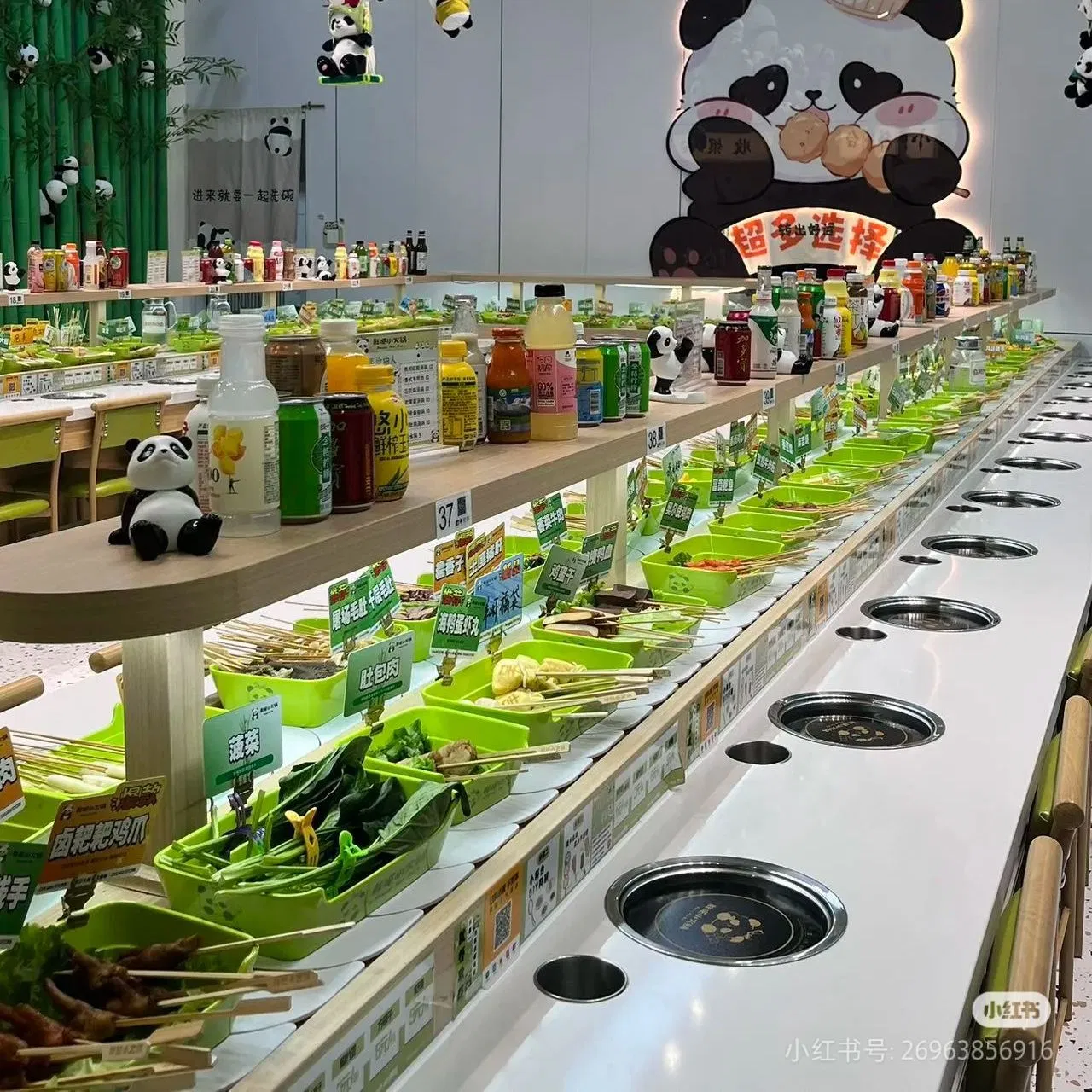 Rotating Hot Pot Dish Carrier Conveyor for Japanese Cuisine Self-Service Malatang Restaurant