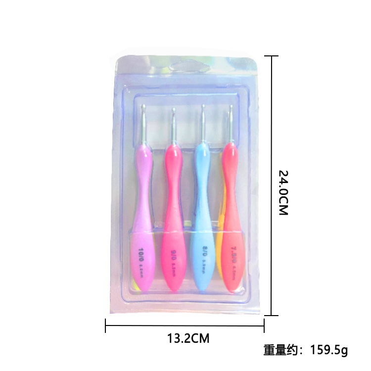 8PCS Colorful Yarn Weave Craft Tools Soft Handle Plastic Aluminum Needles Kits Crochet Hook Set