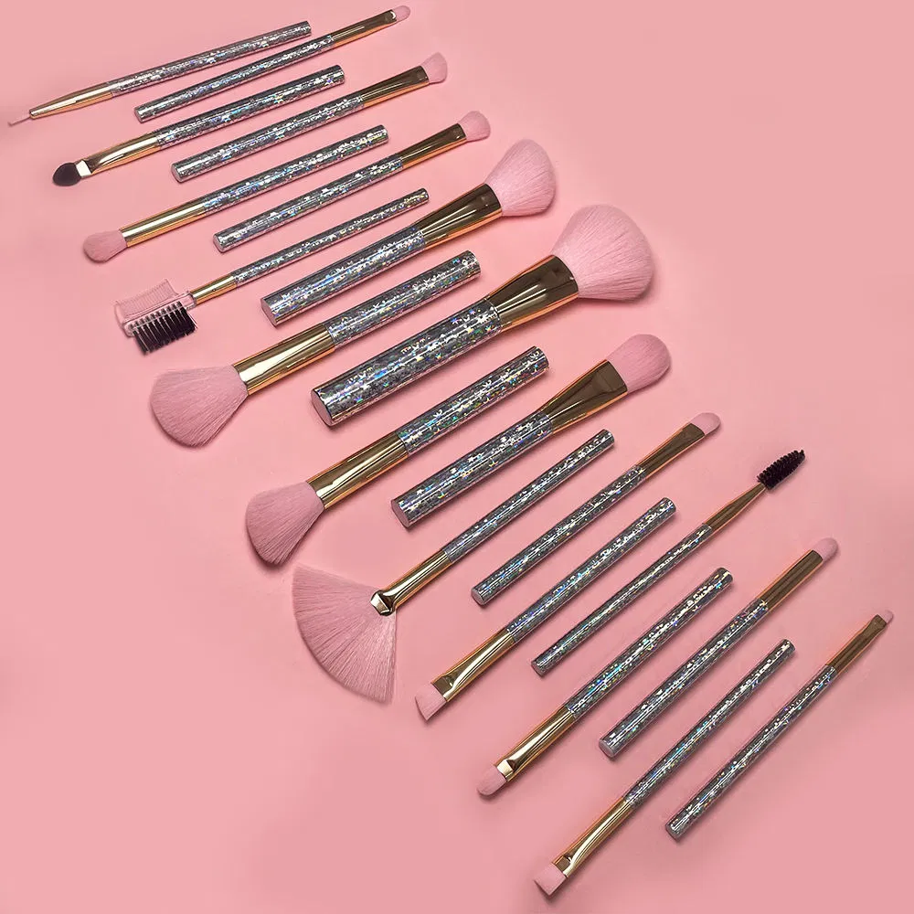 20 Piece Makeup Brush Set Glitter Handle Soft Bristles Professional Cosmetic Tools