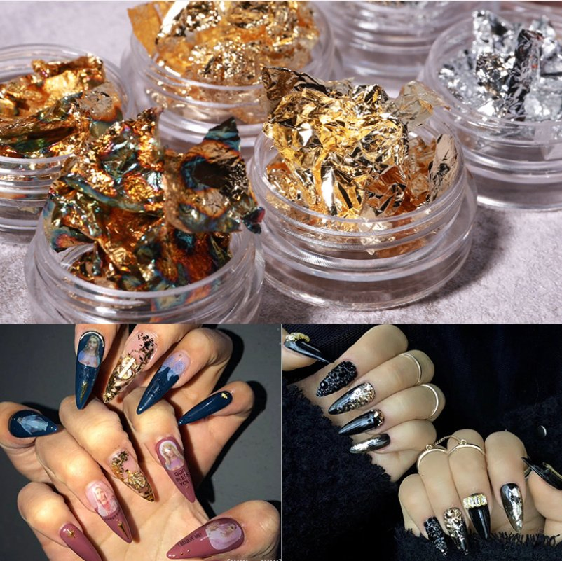 Gold Leaf Flakes Gold Silver Nail Art Nail Decoration