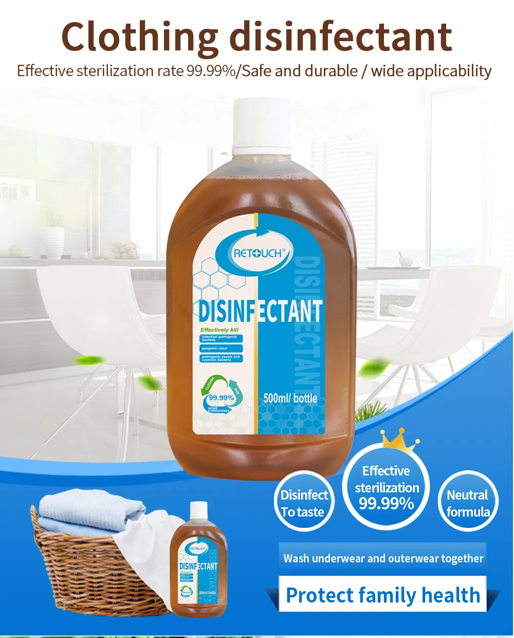 Retouch Clothing Disinfectant Is 99.99% Effective in Killing Bacteria