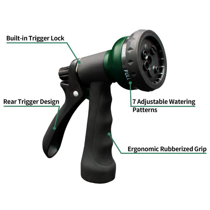 Nozzle Heavy Duty 7 Adjustable Watering Patterns Slip Resistant ABS Water Spray
