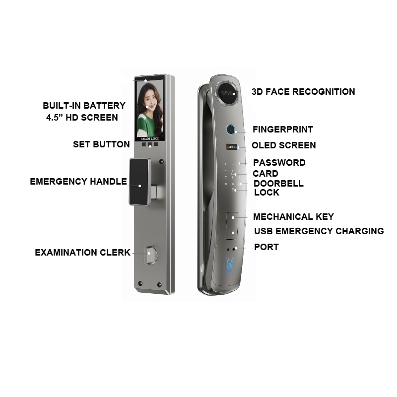 3D Face Palm Vein Password Card Mechanical Key Unlock Smart Lock