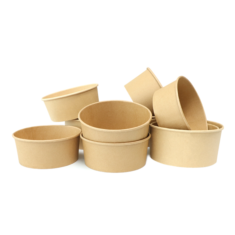 Single Wall Disposable PE Coated Food Grade Kraft Paper Salad Bowls