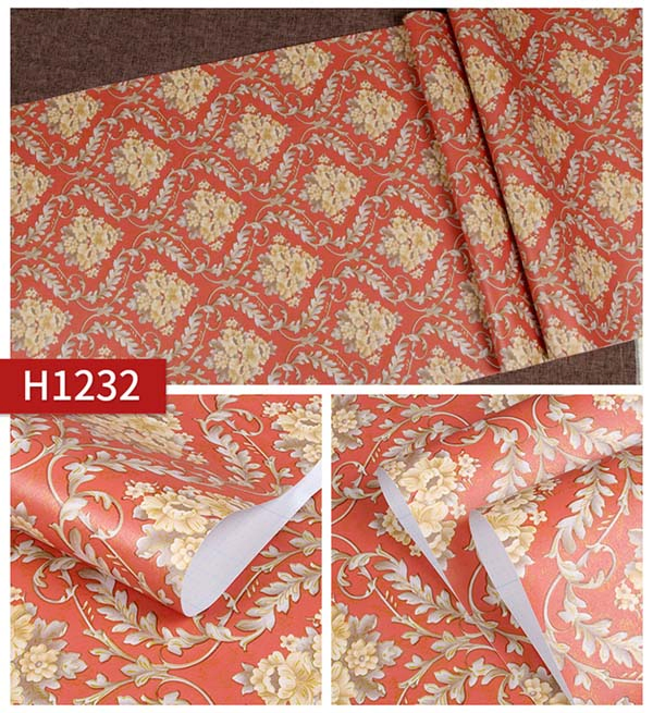 Jinyi H1232, H1238 Floral Black Vinyl Waterproof Glossy Self-Adhesive Contact Paper Wallpaper