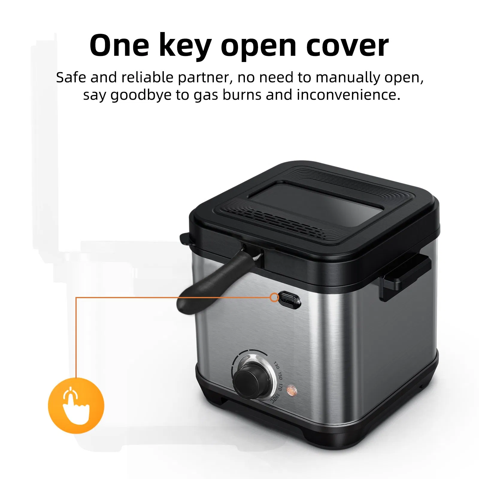 Mini Household Stainless Steel Square Deep Fryer for Frying Potato Chips and Chicken Steaks, Electric Frying Oven, Integrated Electric Frying Pot