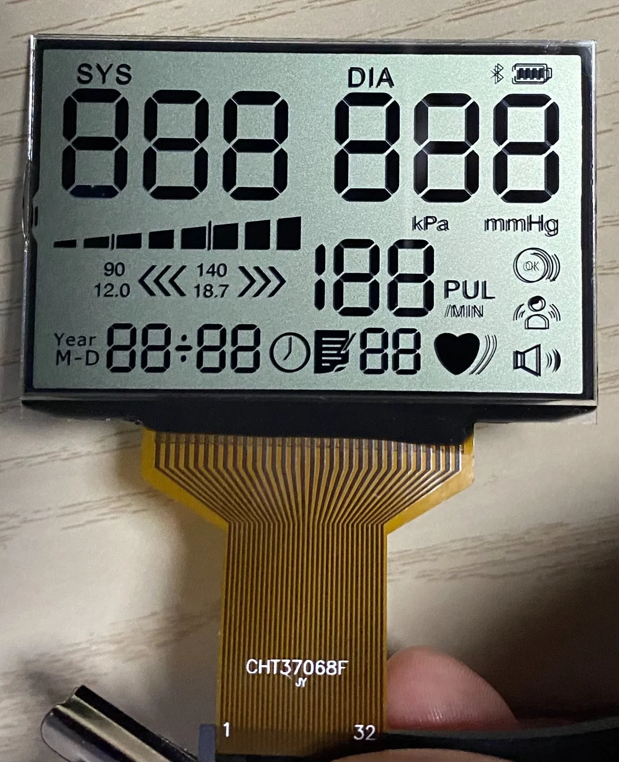 Custom Tn Type Cheap Digital Blood Pressure LCD Screen Display