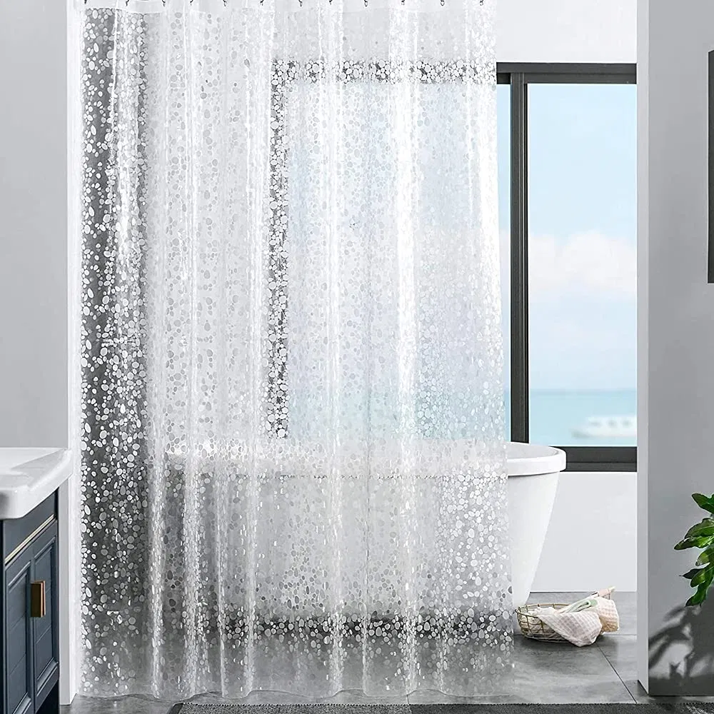Shower Curtains PVC Waterproof Customized Design Bath with Plastic Hooks