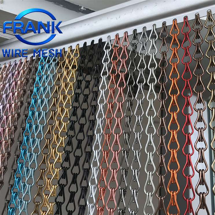 Grey Double Hook Aluminium Metal Chain Fly Screen Door Curtain 90cm X 210cm