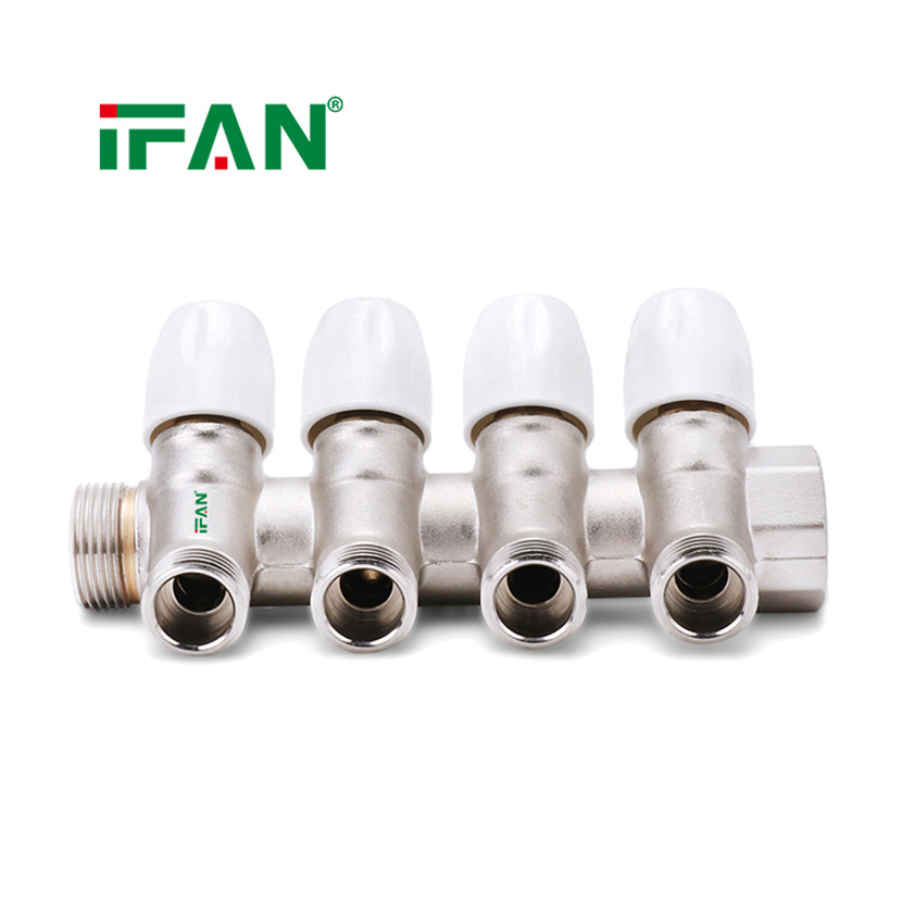 Ifan Durable Under Floor Heating Manifold 2-4 Way Brass Manifold Pex Pipe Manifold