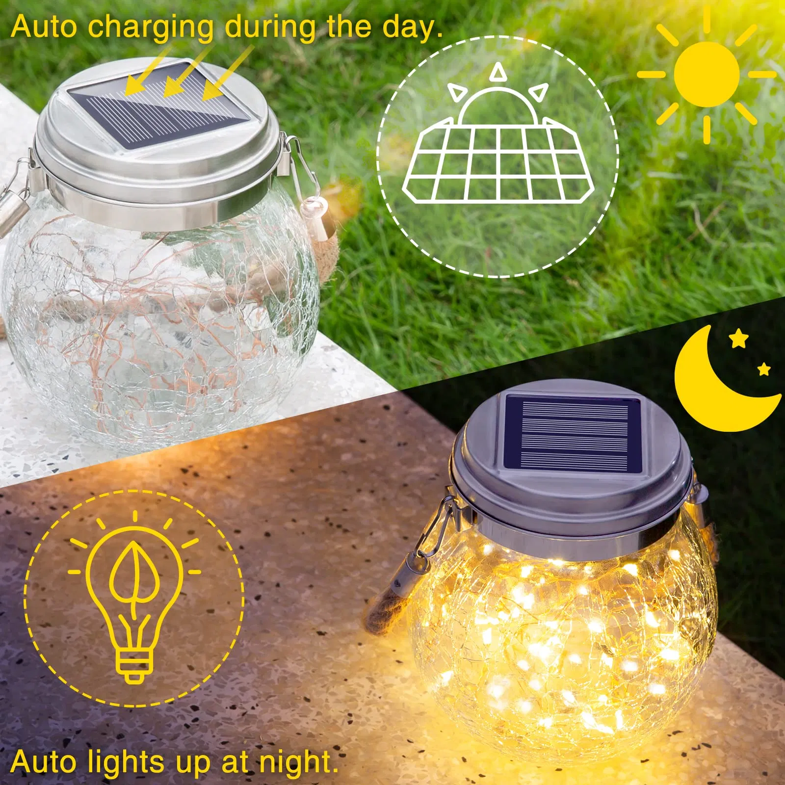 Hanging Solar Lantern LED Waterproof Garden Decor Patio Decorative Backyard Garden Ornaments