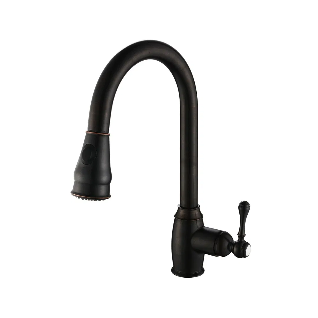 Fashion Pull out Single Handle Chrome Polished Brass Kitchen Faucets