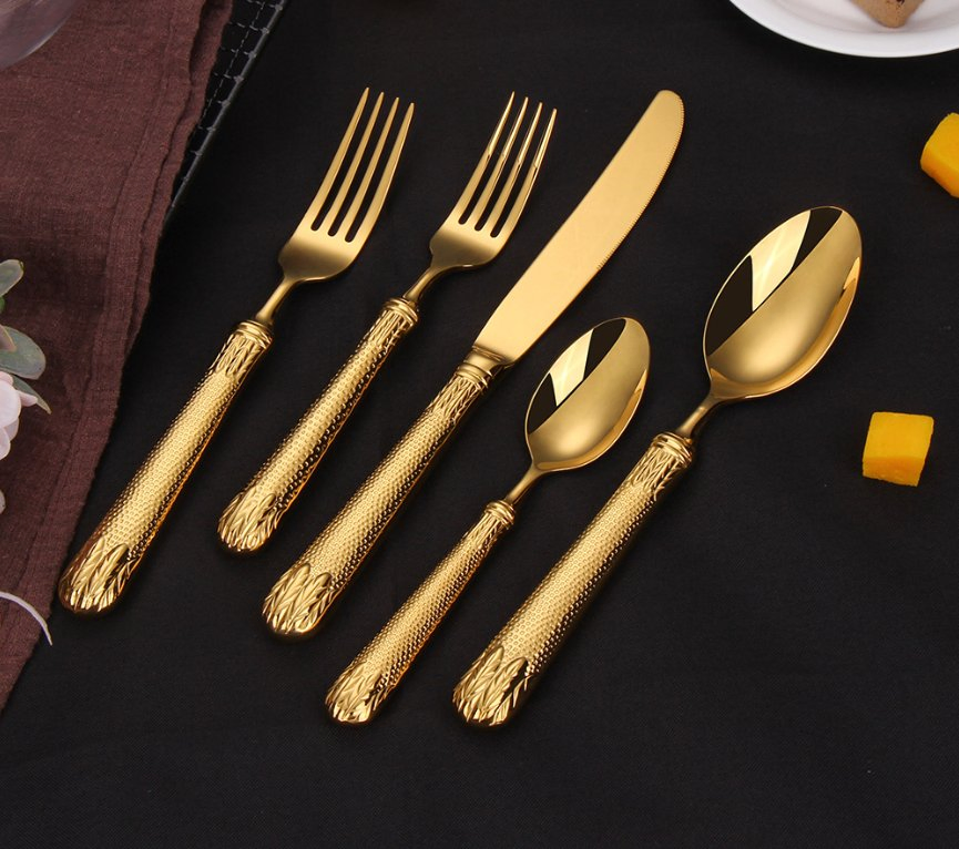 Forged Hollow Handle Stainless Steel Silver Cutlery Luxury Silverware Wedding Cutlery Set